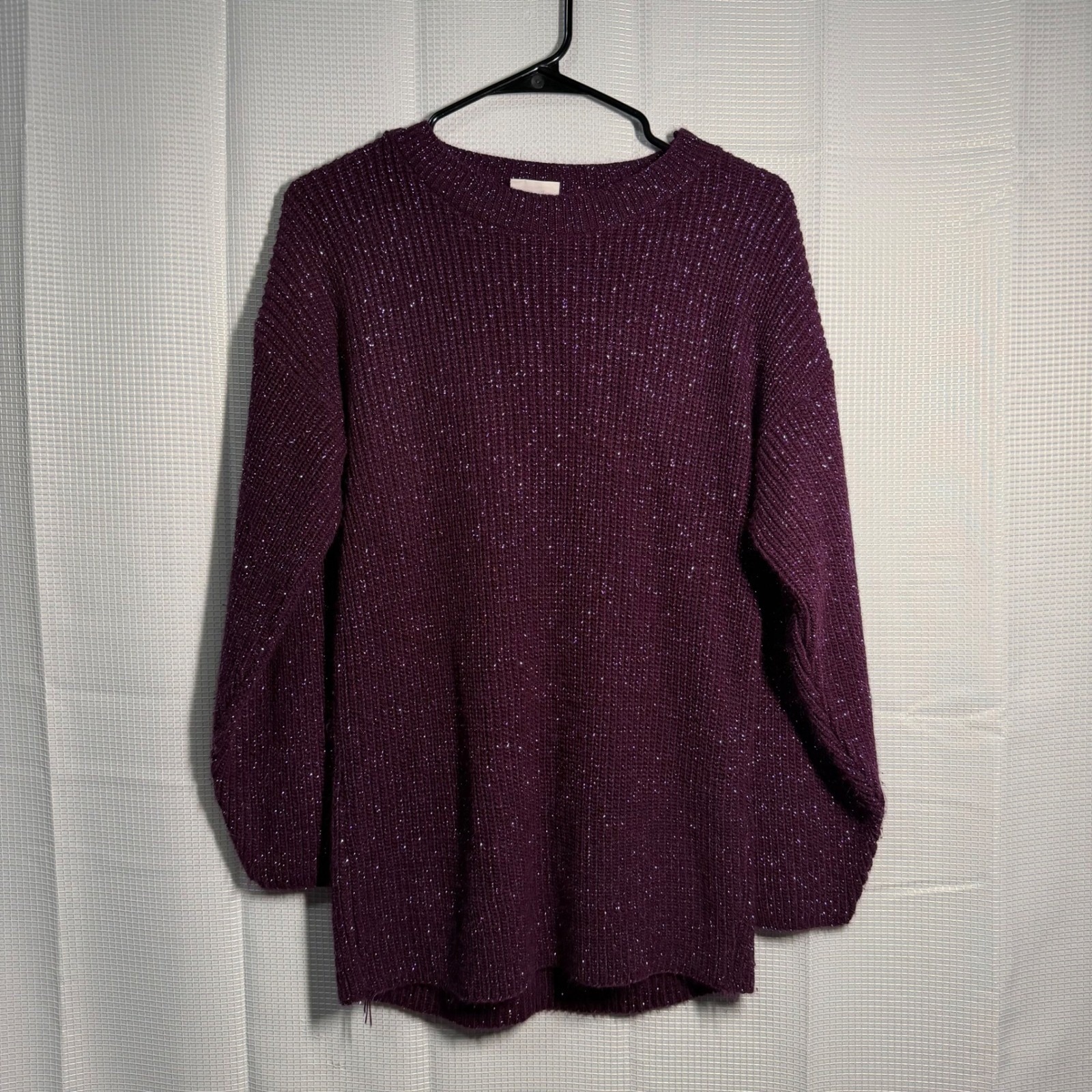 Bobbie Brooks Sweater Women's Small Purple Metallic Lurex Tunic